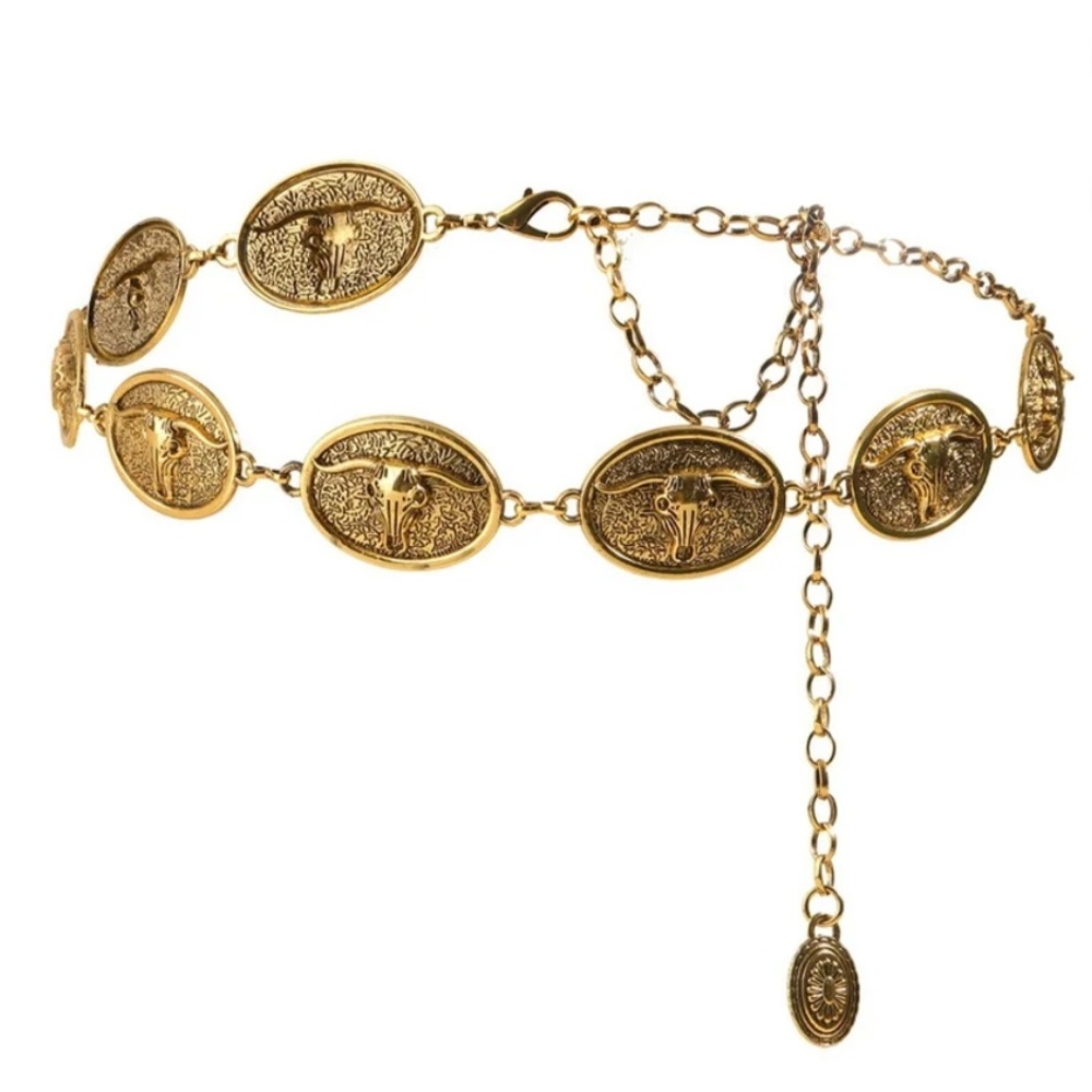 ValenSweet Western Metal Concho Belt Cowgirl Chain Belts for Dresses Jeans